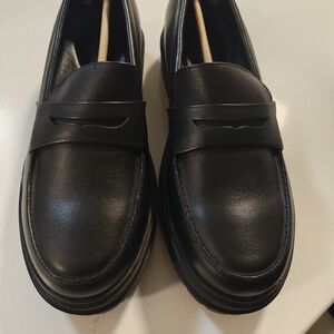 Quince Elegant Black Leather Slip-Ons